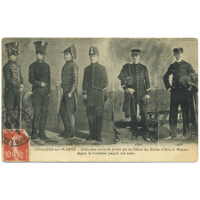 Chalons-sur-Marne - Uniformes successifs portés par les élèves des Ecoles d'Arts et Métiers depuis la fondation jusqu'à nos jours.