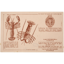 Buvard publicitaire. Cahiers Vélin d'Angoulême. Le homard et la langouste.