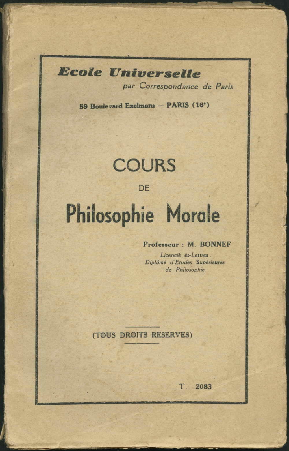 Cours de philosophie morale