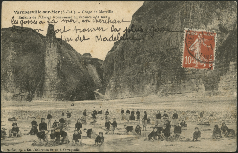 Varengeville-sur-Mer : Gorge de Morville, Enfants de l'Oeuvre Rouennaise en vacance à la mer