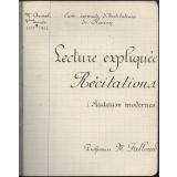 Cahier de Lecture expliquée et de Récitations (Auteurs modernes)