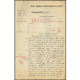 Composition française. École normale d'instituteurs de Rouen. 1ère année. Année scolaire 1938-1939