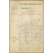 Composition française. École normale d'instituteurs de Rouen. 1ère année. Année scolaire 1938-1939