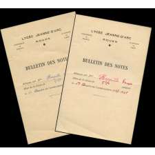 Bulletins des notes. Lycée Jeanne d'Arc à Rouen. Année scolaire 1947-48