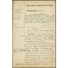 Composition française. École normale d'instituteurs de Rouen. 2e année. Année scolaire 1939-1940