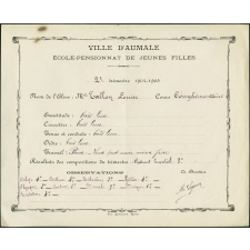 Bulletin trimestriel de Mlle Louise Tallon. Cour complémentaire