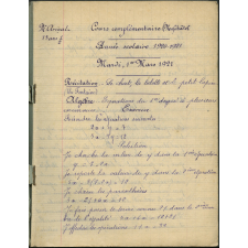 Cahier journalier. Année scolaire 1920-1921