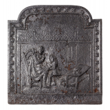 Plaque de cheminée au décor de scène d'enseignement préceptoral