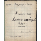 Cahier de Lecture expliquée et Récitations