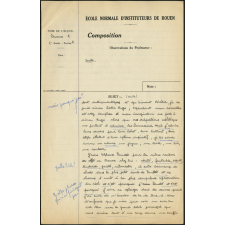 Composition française. École normale d'instituteurs de Rouen. 2e année. Année scolaire 1939-1940
