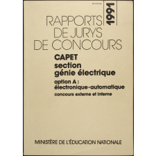 Certificat d'aptitude au professorat de l'enseignement technique section génie électrique. Option A électronique - automatique. Concours externe et interne