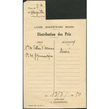 Ex-praemio. Lycée Jeanne d'Arc, Rouen. 13 juillet 1950