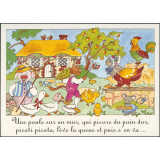Une poule sur un mur