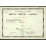 Certificat d'aptitude pédagogique. République française. Académie de Paris. Département de la Seine