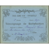 Témoignage de satisfaction accordé à l'élève Louise Bonnard pour la tenue des cahiers, le 31 décembre 1916