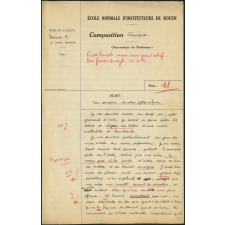 Composition française. École normale d'instituteurs de Rouen. 1ère année. Année scolaire 1938-1939