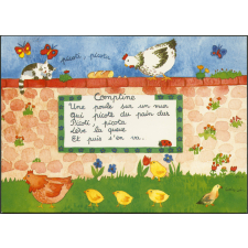 Une poule sur un mur