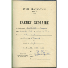 Carnet scolaire. Lycée Jeanne d'Arc, Rouen. Année scolaire 1954-55