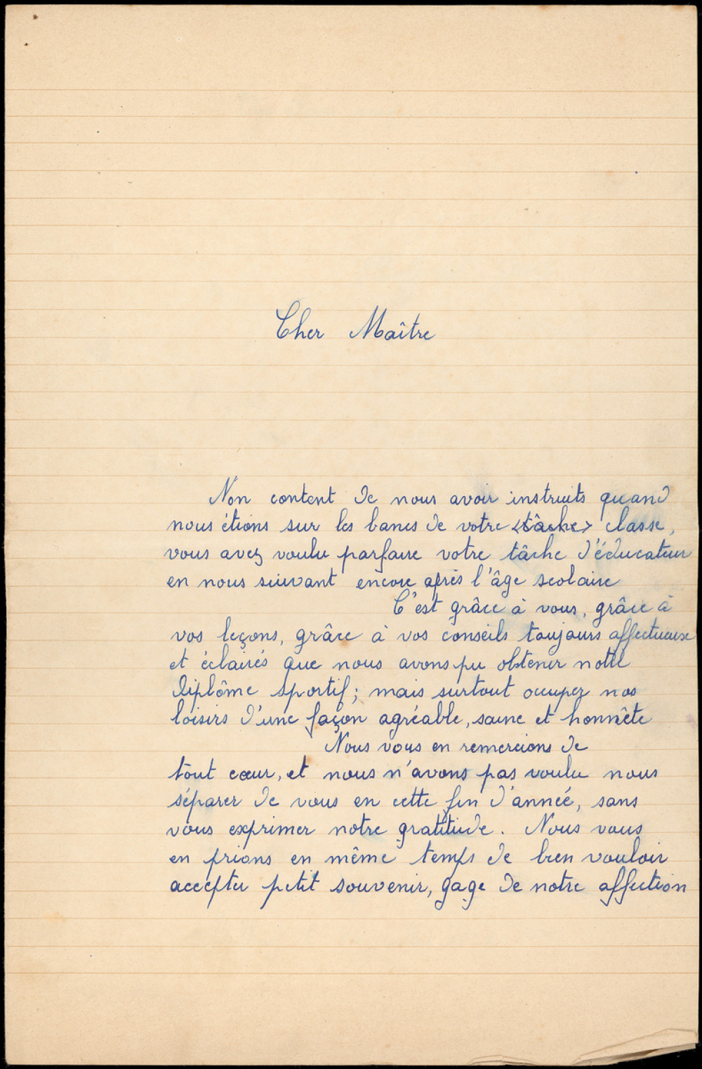 Lettre de remerciement d'élèves.