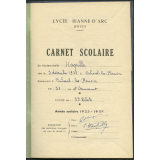 Carnet scolaire. Lycée Jeanne d'Arc, Rouen. Année scolaire 1953-54
