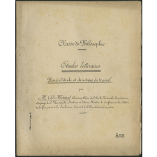 Classe de philosophie : études littéraires : plans d'étude et directions de travail