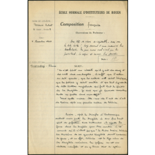 Composition française. École normale d'instituteurs de Rouen. 3e année. Année scolaire 1940-1941