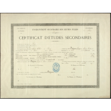 Certificat d'études secondaires. Enseignement secondaire des jeunes filles. Université de France. Académie de Paris