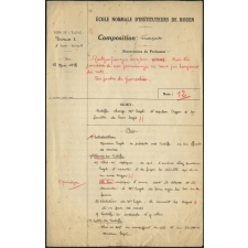 Composition française. École normale d'instituteurs de Rouen. 1ère année. Année scolaire 1938-1939