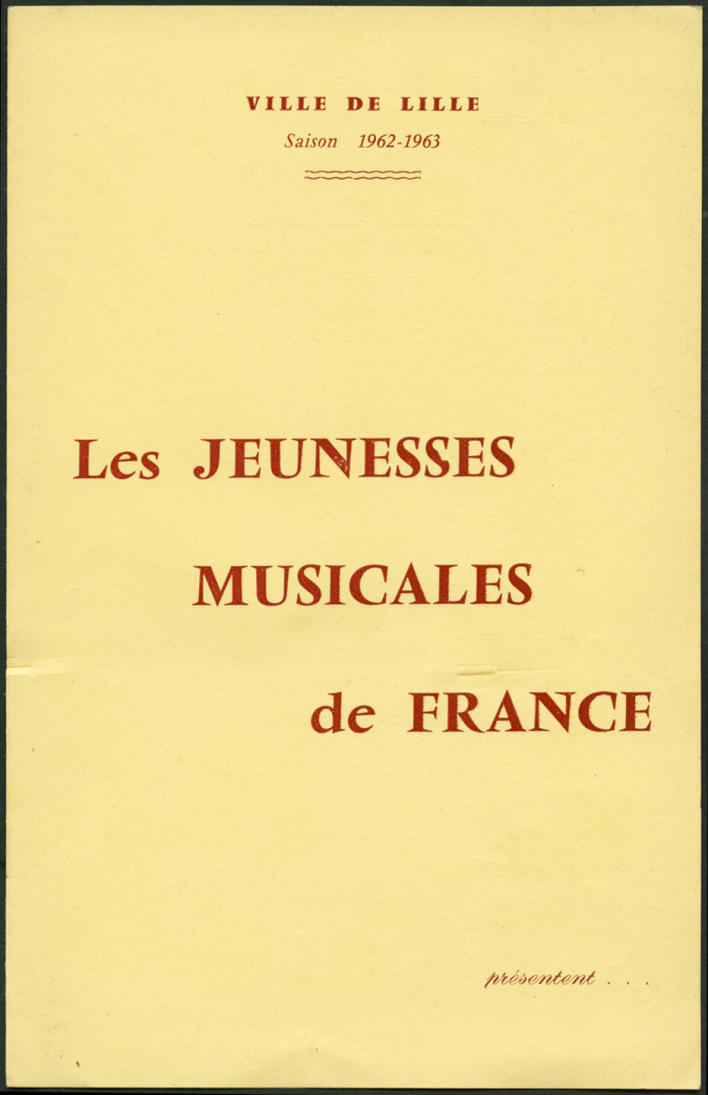 Les Jeunesses musicales de France, Lille : programme 1962-1963