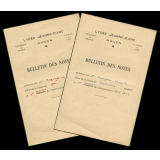 Bulletins des notes. Lycée Jeanne d'Arc à Rouen. Année scolaire 1948-49