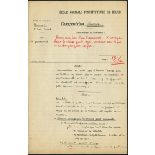 Composition française. École normale d'instituteurs de Rouen. 1ère année. Année scolaire 1938-1939