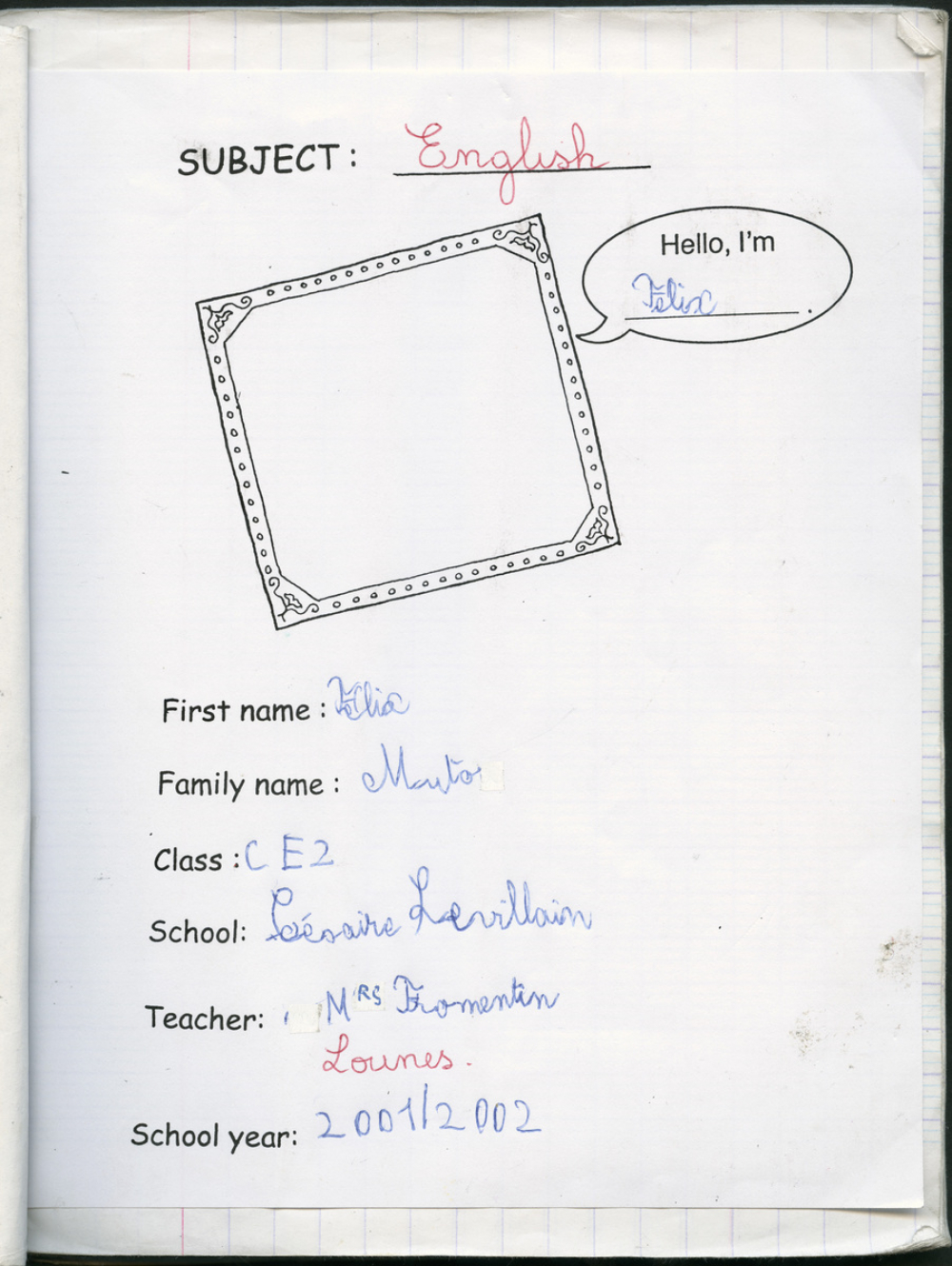 Cahier d'anglais