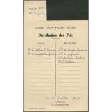 Ex-praemio. Lycée Jeanne d'Arc, Rouen. 12 juillet 1949