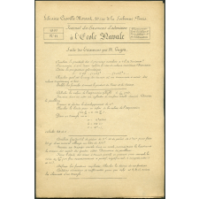 Journal des examens d'admission à l'Ecole Navale. Suite des examens par M. Guyou. 1899 n°11