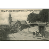 Rouen : Eglise du Sacré-Coeur (quartier du Mont-Riboudet) - Le nouveau Clocher (M. Lefort, architecte) 2 juin 1912 - La rue Binet - A droite entrée des classes enfantines de l'Ecole libre (les Saints Andes)