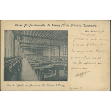 Ecole Professionnelle de Rouen (Ecole Primaire Supérieure) : Rue Saint-Lô, 22 - Vue de l'Atelier de Menuiserie (80 Établis, 5 Tours)