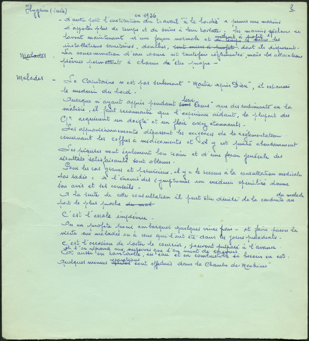 La grande pêche - Réalisation d'un numéro de la Bibliothèque de Travail par la classe de fin d'études de l'école Jules Ferry à Fécamp - Hygiène à bord