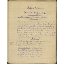 Cahier de devoirs. Année scolaire 1919-1920
