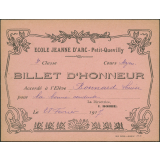 Billet d'honneur accordé à l'élève Bonnard Louise pour la bonne conduite, le 28 février 1917