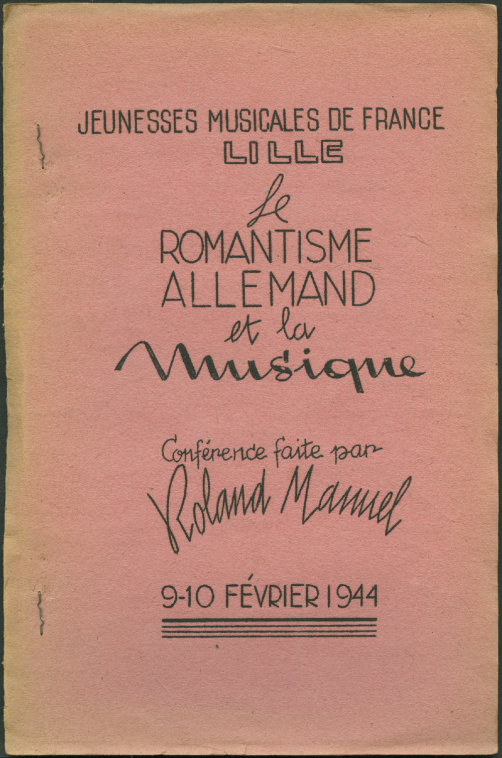 Jeunesses musicales de France - Lille : le romantisme allemand et la musique
