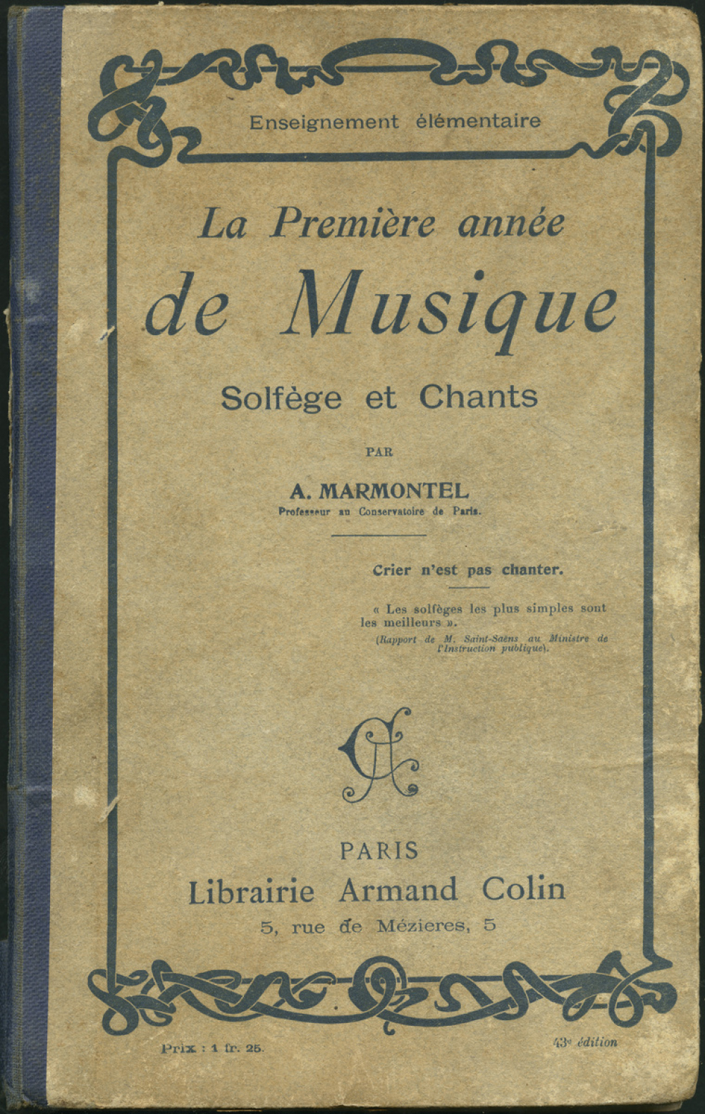 La première année de musique. Solfège et chants.