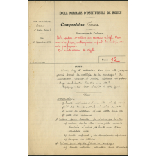 Composition française. École normale d'instituteurs de Rouen. 1ère année. Année scolaire 1938-1939