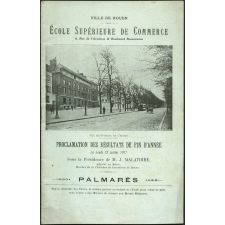 Ville de Rouen : école supérieure de commerce : proclamation des résultats de fin d'année le 12 juillet 1917