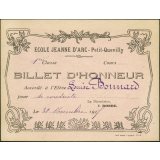 Billet d'honneur accordé à l'élève Louise Bonnard pour sa conduite, le 30 novembre 1917
