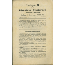 Catalogue S de la Librairie  Théâtrale