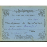 Témoignage de satisfaction accordé à l'élève Louise Bonnard pour la bonne conduite, le 30 juin 1917