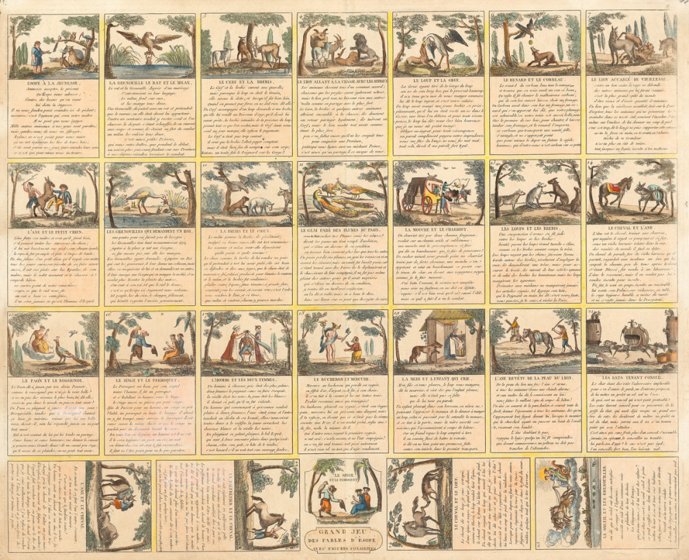 Grand Jeu des Fables d'Esope avec figures coloriées.