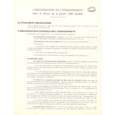 Organisation des Enseignements Généraux et Techniques - Réforme du 6 janvier 1959.
