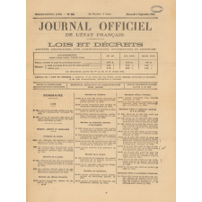 Journal Officiel de l'Etat Français. Lois et Décrets. Arrêtés, Circulaires, Avis, Communications, Informations et Annonces. Soixante-treizième année. N° 245. Mercredi 3 septembre 1941.