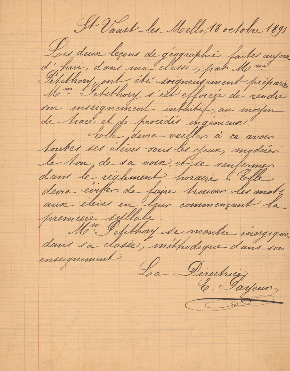 Cahier de direction de l'école de Saint-Vaast les Mello